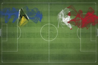 Saint Lucia vs Bahrain Soccer Match, national colors, national flags, soccer field, football game,