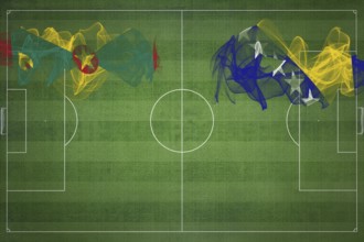 Grenada vs Bosnia and Herzegovina Soccer Match, national colors, national flags, soccer field,