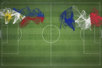 Philippines vs France Soccer Match, national colors, national flags, soccer field, football game,