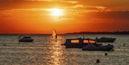 Atmospheric sunset by the sea Baltic coast Salzhaff