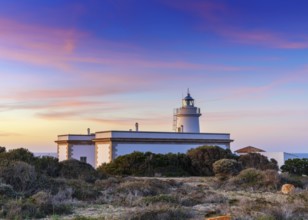 Landscape view of the Cap Blanc lighthouse in southern Mallorca at sunrise