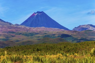 Ngauruhoe - the youngest active volcano, perfectly regular cone-shaped. Magnificent volcanic massif