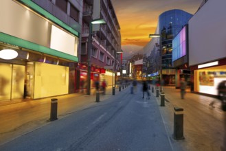 Andorra la Vella commercial area sunset street in Pyrenees