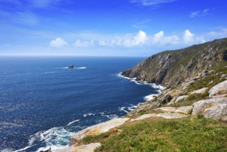 Aerial view of Finisterre end of Saint James Way in Galicia Spain