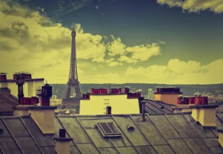 Paris skyline aerial from Montmartre in France