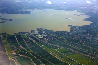 Abufera lake in Valencia aerial west side view in Spain
