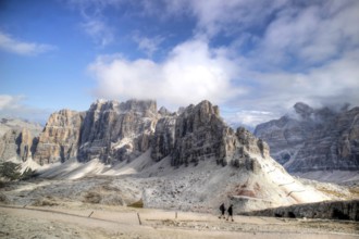 View on the mountain group of the Tofane Dolomites UNESCO World Heritage Site in Italy