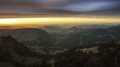 Light and weather mood over the foothills of the Alps, taken from the Nagelfluhkette, Allgäu