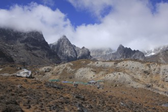Lodges in Zonglha, place below Cho La pass, Nepal, Asia