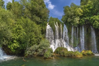 Roski slap is big waterfall in Krka national park, Croatia, Europe