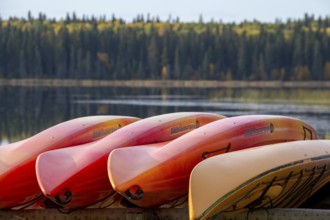 Autumn Northern Saskatchewan wilderness prestine canoe rack