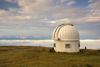 Observatory dome in the Gerlitzen Apls in Austria.View of the mountains in Slovenia
