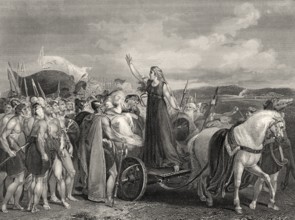 Boudica, Königin des britischen keltischen Stammes der Iceni, die sich gegen die Besatzungstruppen