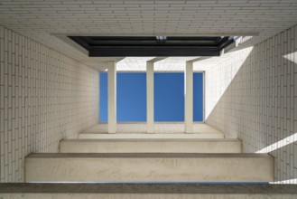 Detail of modern architecture brick facade in Madrid