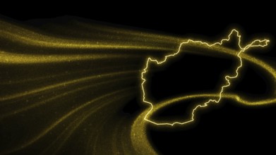 Map of Afghanistan, Gold glitter map on dark background