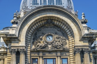 Palace of the Deposits and Consignments building in Bucharest, Romania. CEC Palace on a sunny