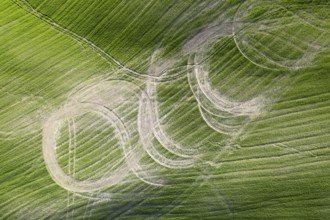 Aerial photographic documentation of drawings left after tillage in Tuscany Italy