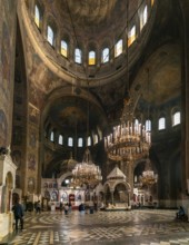 Sofia, Bulgaria, 30 October, 2022: interior view of the main hall of the Alexander Nevsky