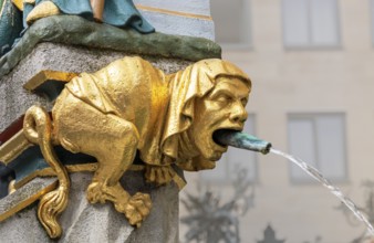 Close-up of the beautiful fountain with its many ornate details