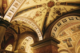 The interior of the opera house in Budapest.