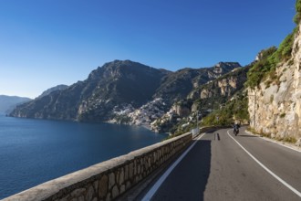 Amalfi Coast in The road and coastline in Positano, Italy during sunny day