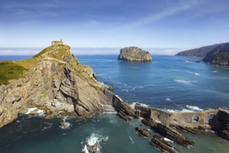 The most extraordinary coast of Spain. The island Gastelugache connected to the mainland by a