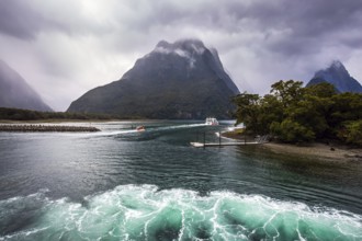 New Zealand - land of goblins and hobbits. Cold wind from Antarctica ruffles the water of the