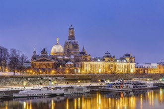 Dresden historic skyline in the old town in winter