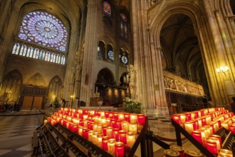 Votive candles, Cathédrale Notre Dame, seat of the Archdiocese of Paris, Paris, France, Western