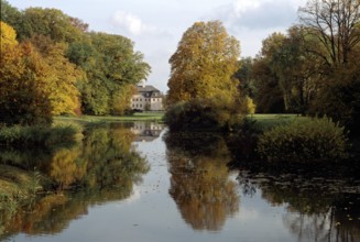 Cottbus, Branitz Palace Park/ View over the reed lake to the palace