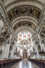 Salzburg, Austria, April 29, 2015: Franciscan church. Interior view. Salzburg is renowned for its