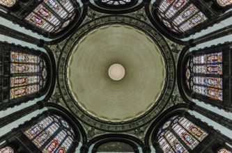 Schaerbeek, Brussels/ Belgium, 08 14 2018: Ceiling and decorated walls of the Saint Mary Royal