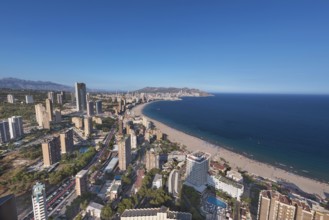 Aerial view of Benidorm city skyline, in Alicante province, Spain, Europe