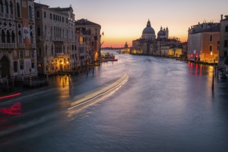 Morning atmosphere in front of sunrise, view of the Grand Canal from the Ponte dell' Accademia,