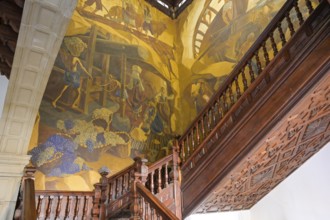 Wooden staircase, Old Town Hall Casa Consistorial, Plaza de Espana, Old Town, Santa Cruz de La