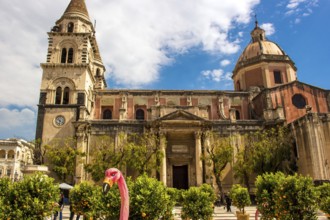 Orange trees on the square of a Sicilian church
