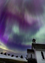 Aurora Northern Lights Saskatchewan Canada Country Church