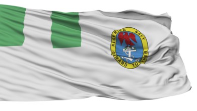 Nigeria Naval Ensign Flag, Isolated On White Background