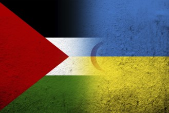 The Sahrawi Arab Democratic Republic Western Sahara national flag with National flag of Ukraine.