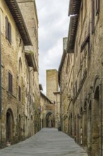 Street in historical center of San Gimignano, Italy, Europe