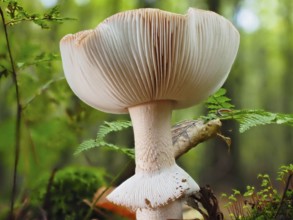Mushroom Grey spotted amanita (Amanita excelsa), blurred background, North Rhine-Westphalia,