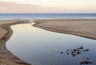 A small creek reaches the ocean, Torquay, Victoria, Australia, Oceania