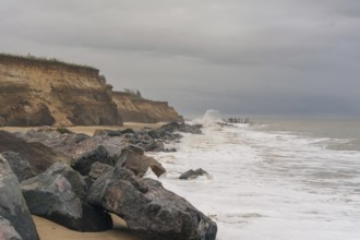 A stormy day on the beach in Happisburgh, Norfolk, England, UK