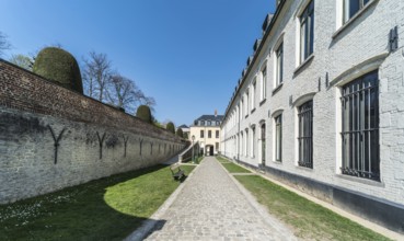 Ixelles, Brussels, Belgium, 03 30 2019: Panoramic ultra wide view over the park and site of the La