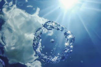 Bubble Ring Underwater ascends towards the Sun