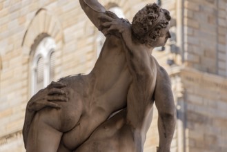 Statue of the Rape of the Sabines from artist Gimabologna in the Loggioa dei Lanzi in Florence,