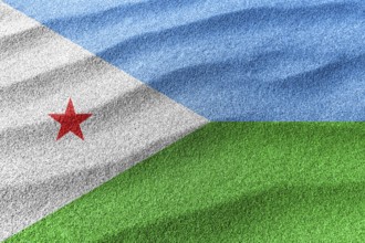 Djibouti sand flag, national flag sand background