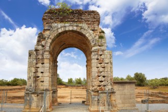 Arch roman of Caparra in Spain Extremadura by the Via de la Plata way