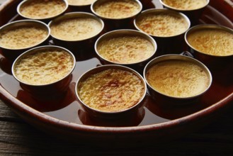 Custard Creme Caramel Flan dessert bain marie oven cooked