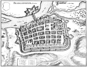 Panoramic view of Frankfurt / Oder, 17th Century, Germany, Europe, Historische Zeichnung,